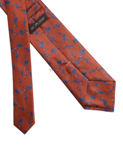BURNT ORANGE, 3 Fold Micro Tie - The Flamingos