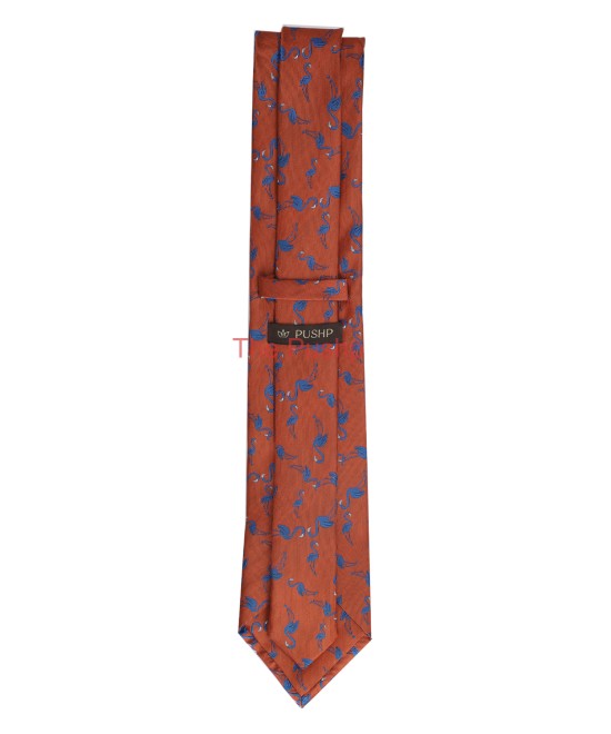 BURNT ORANGE, 3 Fold Micro Tie - The Flamingos BURNT ORANGE, 3 Fold Micro Tie - The Flamingos
