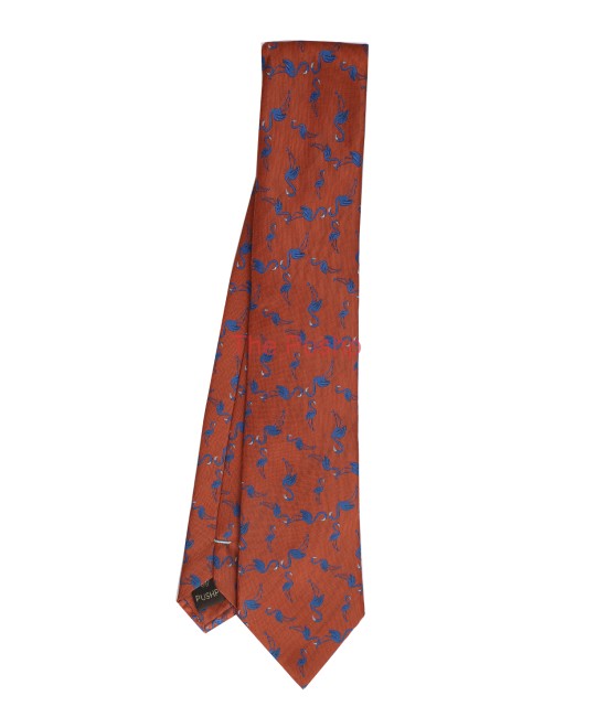 BURNT ORANGE, 3 Fold Micro Tie - The Flamingos BURNT ORANGE, 3 Fold Micro Tie - The Flamingos