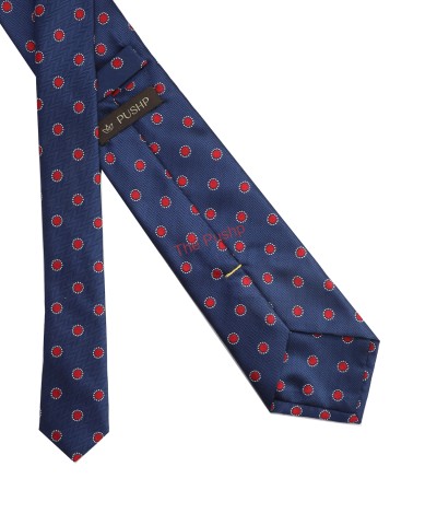 NAVY BLUE, 3 Fold Micro Tie - Polka Dots
