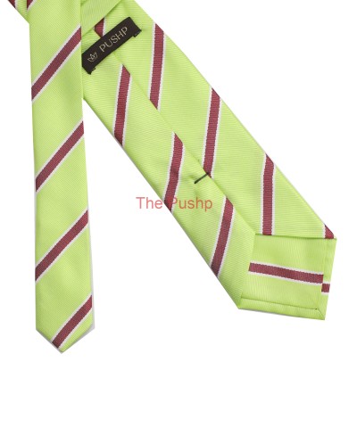 NEON GREEN, 3 Fold Micro Tie - Stripes & Checks