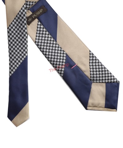 NIGHT BLUE, 3 Fold Micro Tie - Stripes & Checks