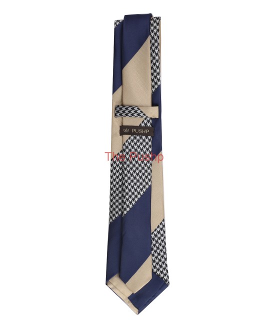 NIGHT BLUE, 3 Fold Micro Tie - Stripes & Checks NIGHT BLUE, 3 Fold Micro Tie - Stripes & Checks