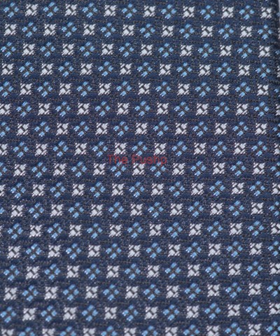OXFORD BLUE, 3 Fold Micro Tie – Dots & Squares