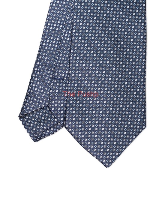 OXFORD BLUE, 3 Fold Micro Tie – Dots & Squares OXFORD BLUE, 3 Fold Micro Tie – Dots & Squares