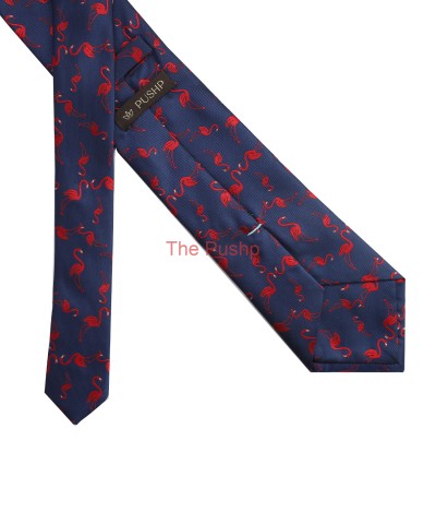 OXFORD BLUE, 3 Fold Micro Tie - The Flamingos