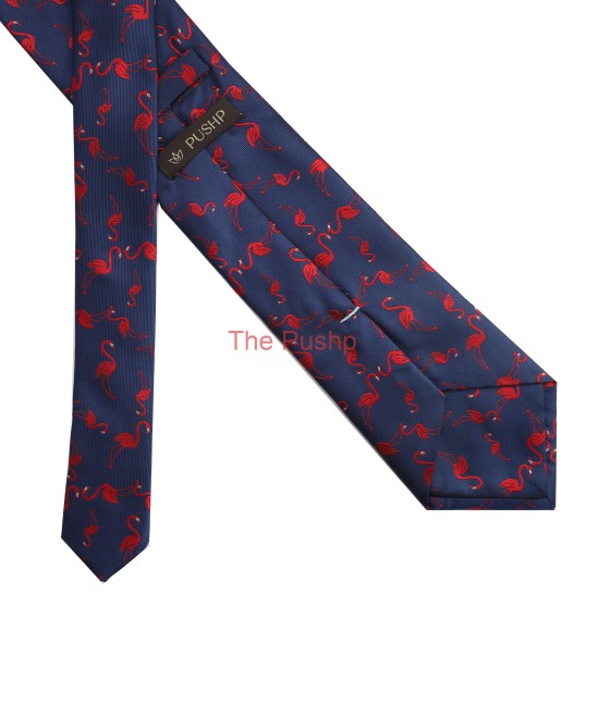 OXFORD BLUE, 3 Fold Micro Tie - The Flamingos OXFORD BLUE, 3 Fold Micro Tie - The Flamingos