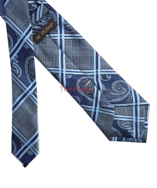PERSIAN BLUE, 3 Fold Micro Tie - Stripes & Checks PERSIAN BLUE, 3 Fold Micro Tie - Stripes & Checks