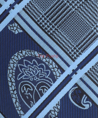 PERSIAN BLUE, 3 Fold Micro Tie - Stripes & Checks