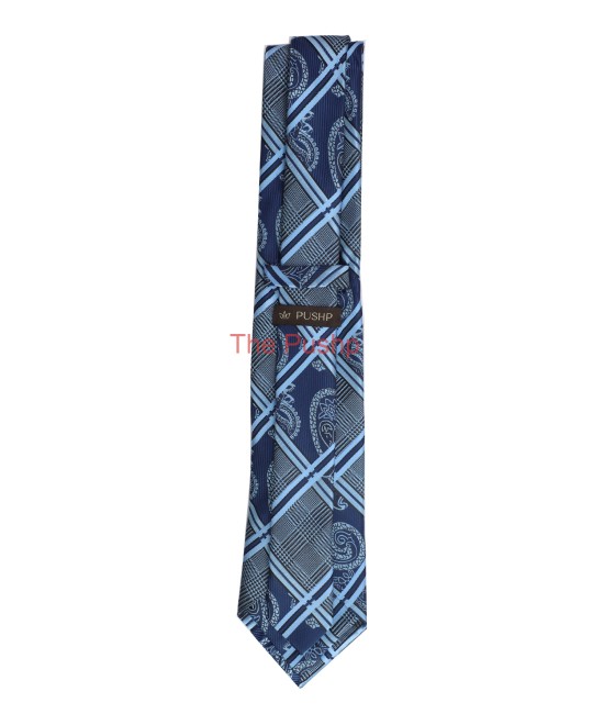 PERSIAN BLUE, 3 Fold Micro Tie - Stripes & Checks PERSIAN BLUE, 3 Fold Micro Tie - Stripes & Checks