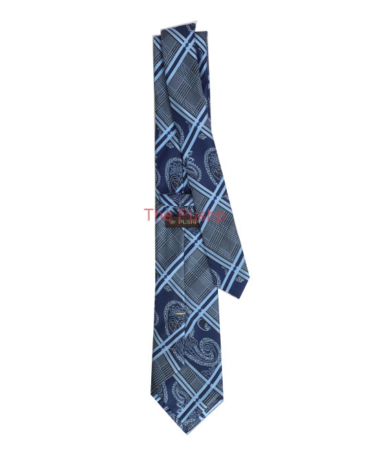 PERSIAN BLUE, 3 Fold Micro Tie - Stripes & Checks PERSIAN BLUE, 3 Fold Micro Tie - Stripes & Checks