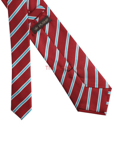 RUBY RED, 3 Fold Micro Tie - Stripes & Checks