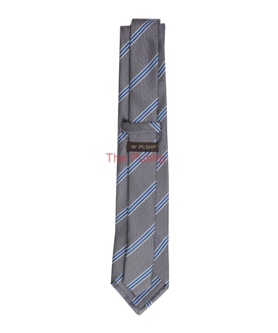 SMOKE GREY, 3 Fold Micro Tie - Stripes & Checks SMOKE GREY, 3 Fold Micro Tie - Stripes & Checks