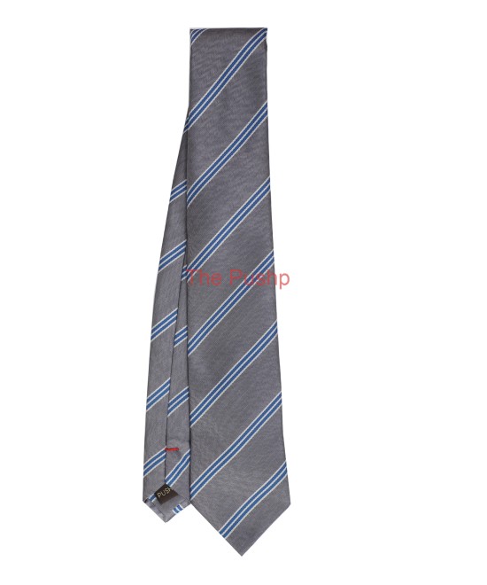 SMOKE GREY, 3 Fold Micro Tie - Stripes & Checks SMOKE GREY, 3 Fold Micro Tie - Stripes & Checks