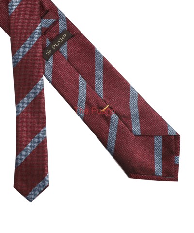 VIVID BURGANDY, 3 Fold Micro Tie - Stripes & Checks