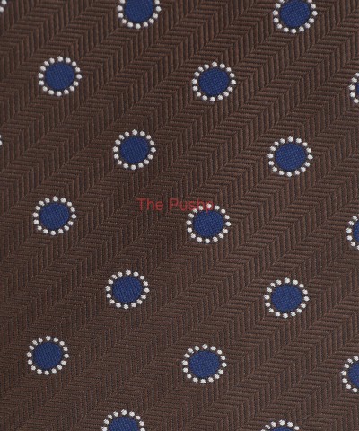 WALNUT BROWN, 3 Fold Micro Tie - Polka Dots