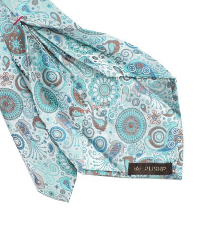 AQUA MIST, 5 Fold Premium Micro Tie – Jacquard Paisley