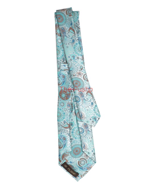 AQUA MIST, 5 Fold Premium Micro Tie – Jacquard Paisley AQUA MIST, 5 Fold Premium Micro Tie – Jacquard Paisley
