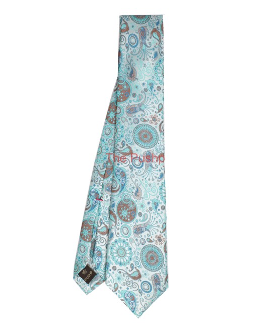 AQUA MIST, 5 Fold Premium Micro Tie – Jacquard Paisley AQUA MIST, 5 Fold Premium Micro Tie – Jacquard Paisley