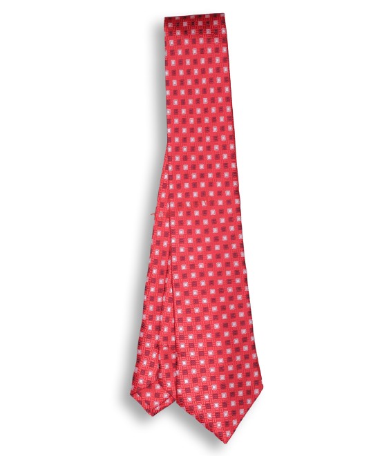 AUBURN RED, 3 Fold Micro Tie – Dots & Squares AUBURN RED, 3 Fold Micro Tie – Dots & Squares