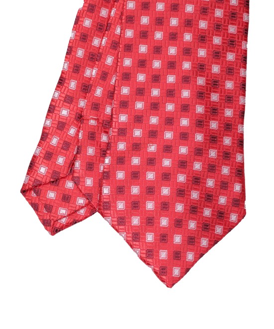 AUBURN RED, 3 Fold Micro Tie – Dots & Squares AUBURN RED, 3 Fold Micro Tie – Dots & Squares