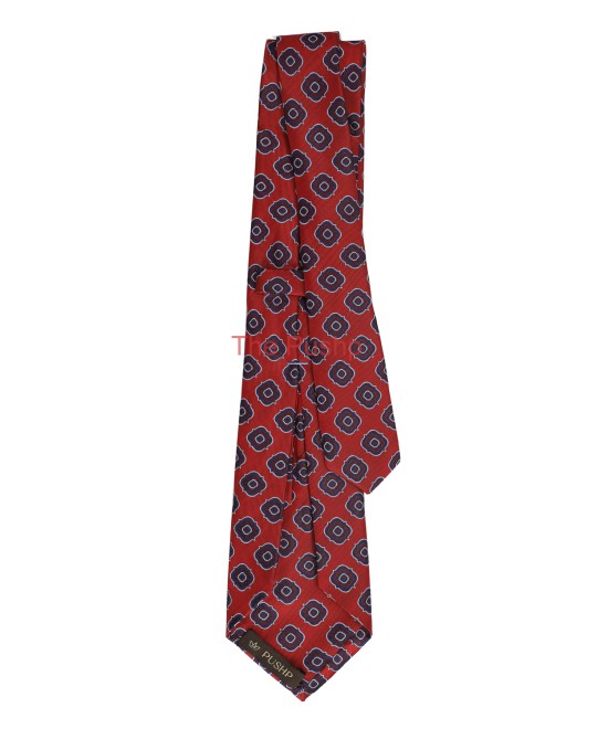 BRICK RED, 5 Fold Micro Tie and Pocket Square - Curved Squares BRICK RED, 5 Fold Micro Tie and Pocket Square - Curved Squares