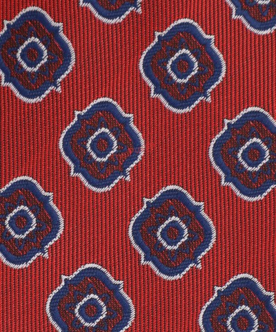 BRICK RED, 5 Fold Micro Tie and Pocket Square - Curved Squares