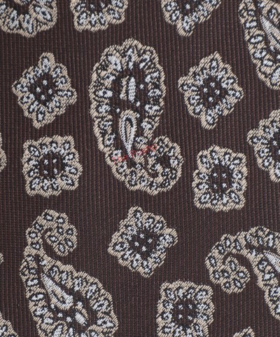 CINNAMON BROWN, 5 Fold Micro Tie and Pocket Square - Jacquard Paisley