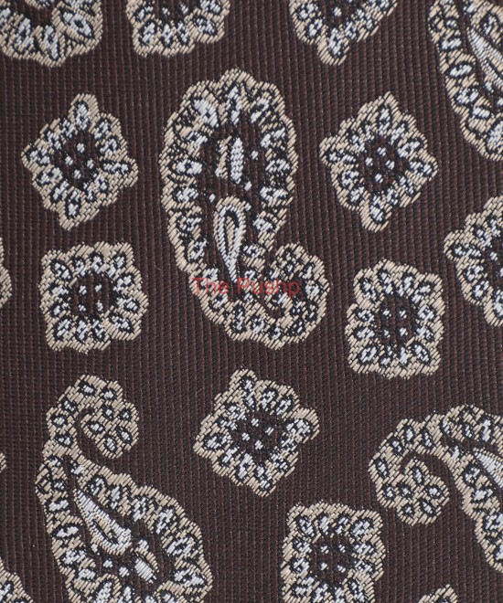 CINNAMON BROWN, 5 Fold Micro Tie and Pocket Square - Jacquard Paisley CINNAMON BROWN, 5 Fold Micro Tie and Pocket Square - Jacquard Paisley