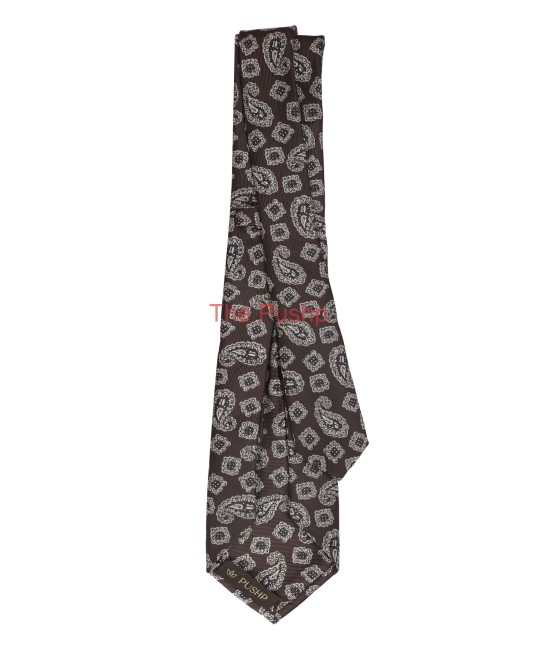 CINNAMON BROWN, 5 Fold Micro Tie and Pocket Square - Jacquard Paisley CINNAMON BROWN, 5 Fold Micro Tie and Pocket Square - Jacquard Paisley