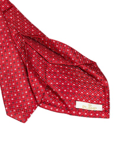 CHILLI RED, 5 Fold Micro Tie  and Pocket Square – Dots & Checks