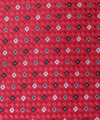 CHILLI RED, 5 Fold Micro Tie  and Pocket Square – Dots & Checks