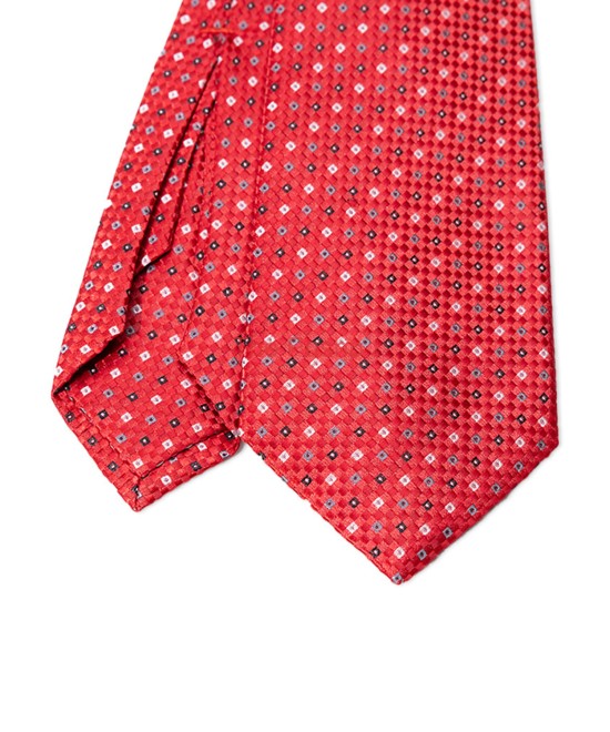 CHILLI RED, 5 Fold Micro Tie and Pocket Square – Dots & Checks CHILLI RED, 5 Fold Micro Tie and Pocket Square – Dots & Checks