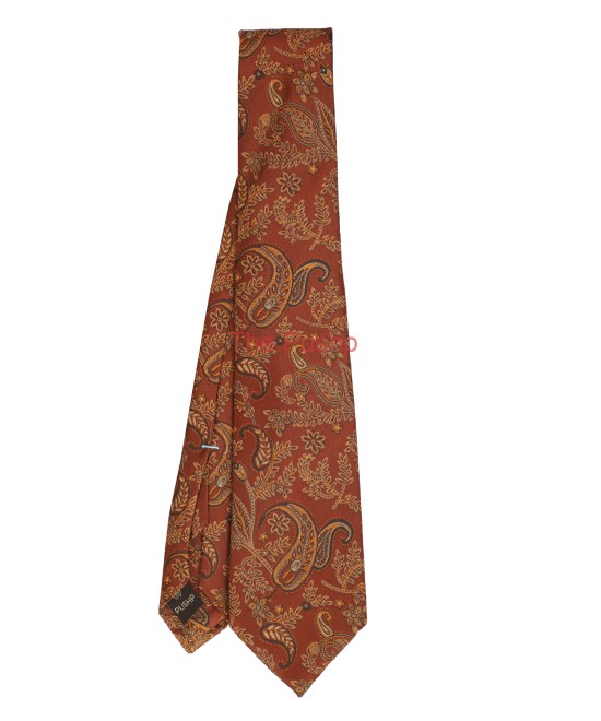 CARAMEL BROWN, 5 Fold Micro Tie and Pocket Square - Jacquard Paisley CARAMEL BROWN, 5 Fold Micro Tie and Pocket Square - Jacquard Paisley