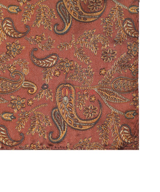 CARAMEL BROWN, 5 Fold Micro Tie and Pocket Square - Jacquard Paisley CARAMEL BROWN, 5 Fold Micro Tie and Pocket Square - Jacquard Paisley