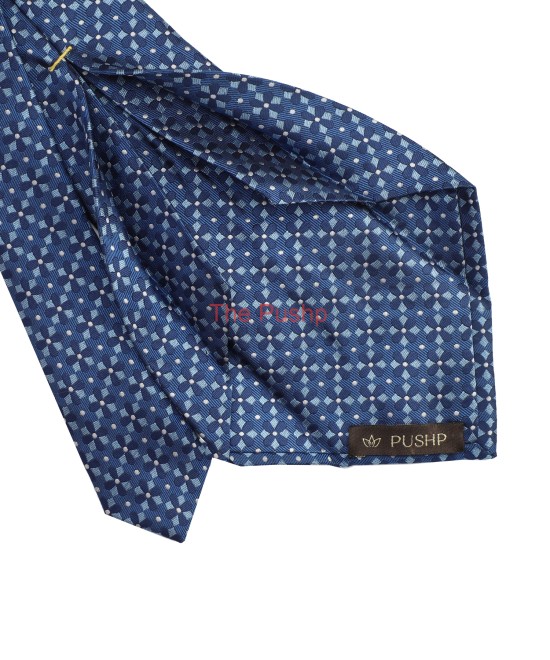 CLASSIC BLUE, 5 Fold Micro Tie and Pocket Square - Curved Squares CLASSIC BLUE, 5 Fold Micro Tie and Pocket Square - Curved Squares