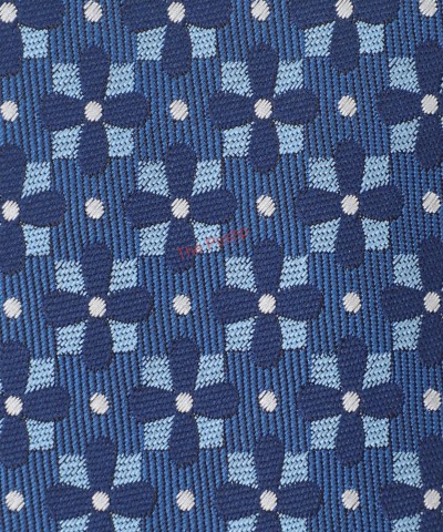 CLASSIC BLUE, 5 Fold Micro Tie and Pocket Square - Curved Squares