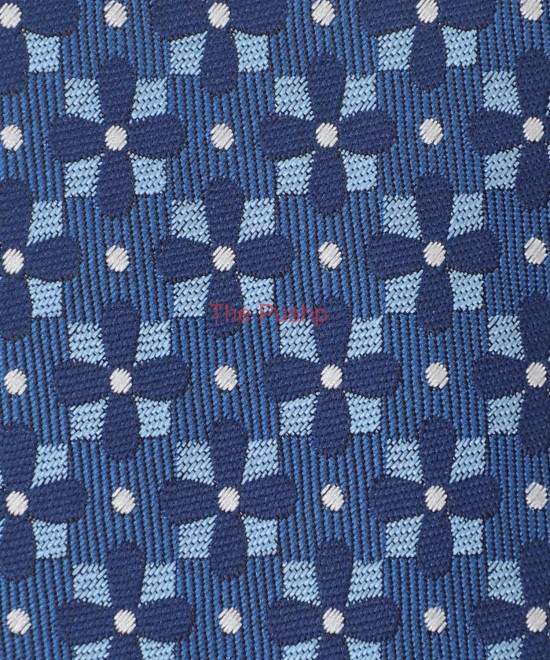 CLASSIC BLUE, 5 Fold Micro Tie and Pocket Square - Curved Squares CLASSIC BLUE, 5 Fold Micro Tie and Pocket Square - Curved Squares