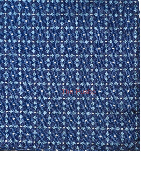 CLASSIC BLUE, 5 Fold Micro Tie and Pocket Square - Curved Squares CLASSIC BLUE, 5 Fold Micro Tie and Pocket Square - Curved Squares
