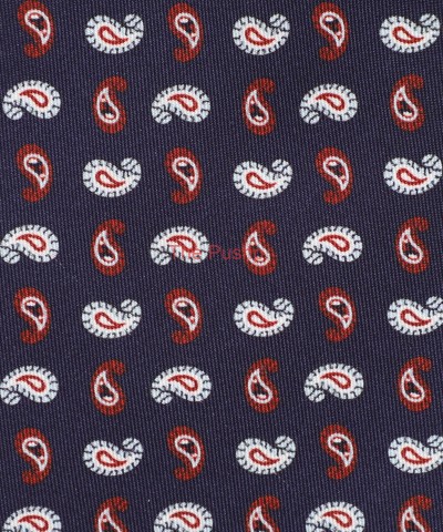 DARK NAVY, Premium Twill Silk Pocket Square- Micro Paisleys