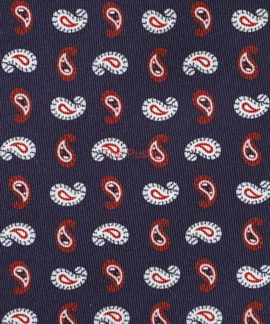 DARK NAVY, Premium Twill Silk Pocket Square- Micro Paisleys DARK NAVY, Premium Twill Silk Pocket Square- Micro Paisleys