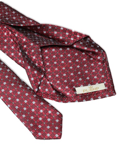 DEEP MAROON, 5 Fold Micro Tie and Pocket Square – Dots & Checks