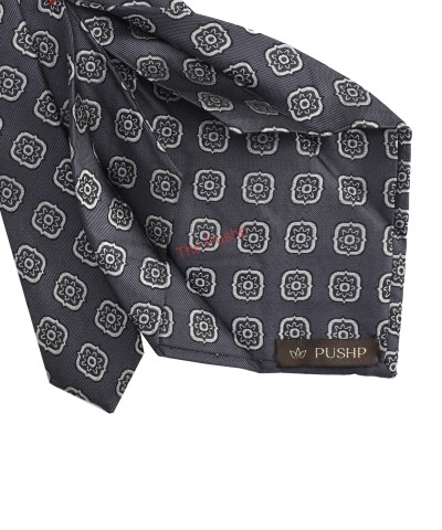 DOLPHIN GREY, 5 Fold Micro Tie and Pocket Square - Curved Squares