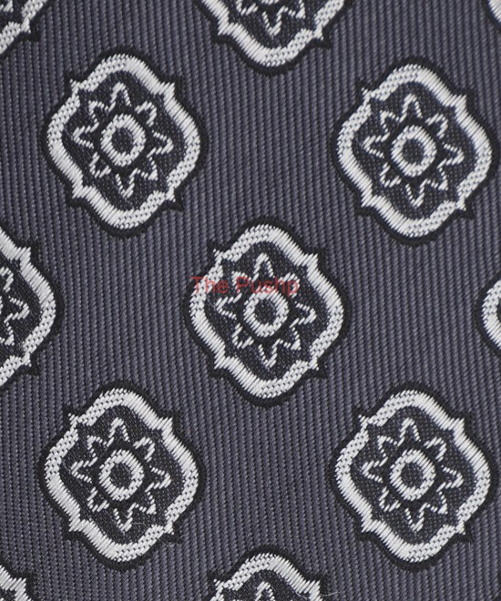 DOLPHIN GREY, 5 Fold Micro Tie and Pocket Square - Curved Squares DOLPHIN GREY, 5 Fold Micro Tie and Pocket Square - Curved Squares