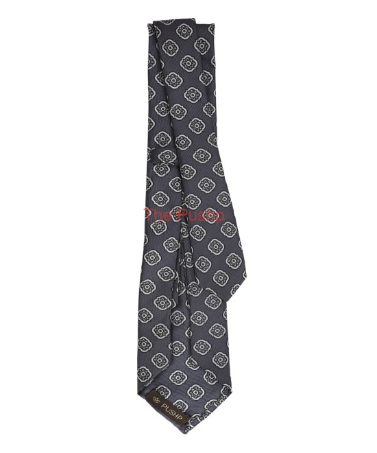 DOLPHIN GREY, 5 Fold Micro Tie and Pocket Square - Curved Squares DOLPHIN GREY, 5 Fold Micro Tie and Pocket Square - Curved Squares