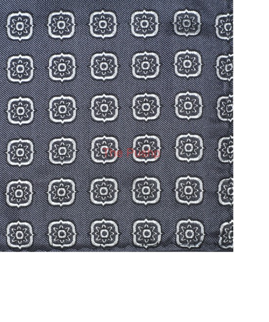 DOLPHIN GREY, 5 Fold Micro Tie and Pocket Square - Curved Squares DOLPHIN GREY, 5 Fold Micro Tie and Pocket Square - Curved Squares