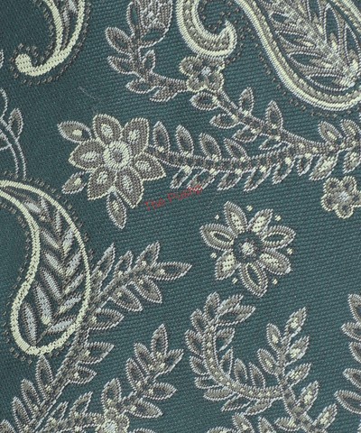 FOREST GREEN, 5 Fold Micro Tie and Pocket Square - Jacquard Paisley