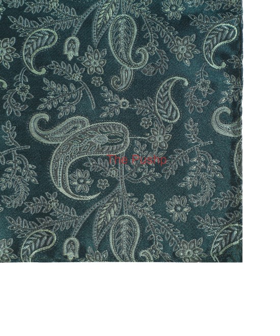 FOREST GREEN, 5 Fold Micro Tie and Pocket Square - Jacquard Paisley FOREST GREEN, 5 Fold Micro Tie and Pocket Square - Jacquard Paisley