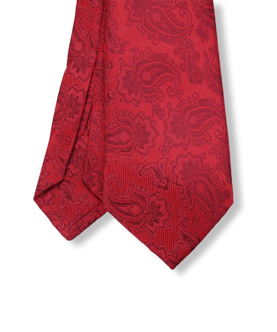 GARNET RED, 5 Fold Micro Tie and Pocket Square – Enigmatic Paisleys GARNET RED, 5 Fold Micro Tie and Pocket Square – Enigmatic Paisleys