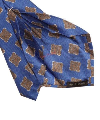 HYPER BLUE, 5 Fold Micro Tie and Pocket Square - Curved Squares
